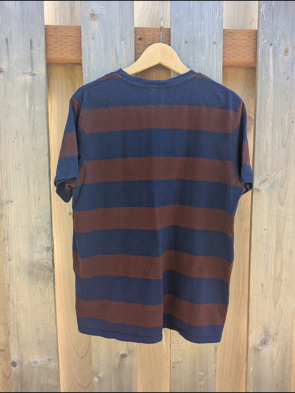 Levi's Navy and Brown Striped Short Sleeve Pocket Tee